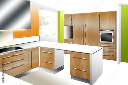 Illustration: cuisine blanche et bois cuisine blanche et bois