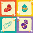 Easter greeting card with eggs and flowers