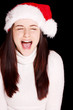 Pretty woman wearing santa hat