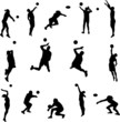 volleyball players silhouettes - vector