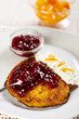 Pumpkin pancake with redcurrant marmalade