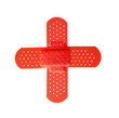 Red cross formed by two bandages isolated on white