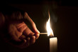 Man is firing a candle Man is firing a candle
