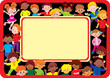 Glad kids frame. Place for sample text. Happy childhood. Glad kids frame. Place for sample text. Happy childhood.