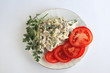 salad of hearts decorated with tomatoes