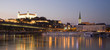 Bratislava - castle and cathedral in evening and Danube