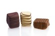 Belgian chocolates on a white background
