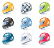 Vector racing helmets icons Vector racing helmets icons