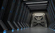 Illustration: Science fiction interior - a hallway with reinforced gate. Science fiction interior - a hallway with reinforced gate.