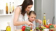 Video: Mother and daughter preparing a salad Mother and daughter preparing a salad