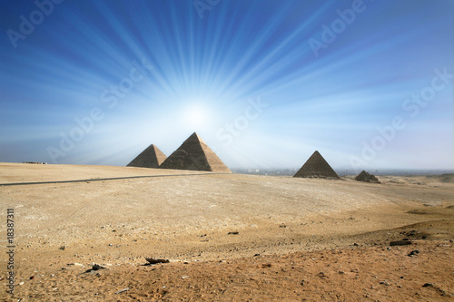 Photo: Egyptian pyramids in Giza. Egyptian pyramids in Giza.