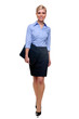 Blonde businesswoman walking towards