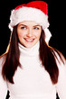 Pretty woman wearing santa hat