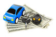 Toy car, keys and money