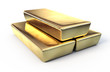 Gold bars on white surface Gold bars on white surface