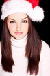 Pretty woman wearing santa hat