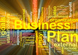 Business plan word cloud glowing