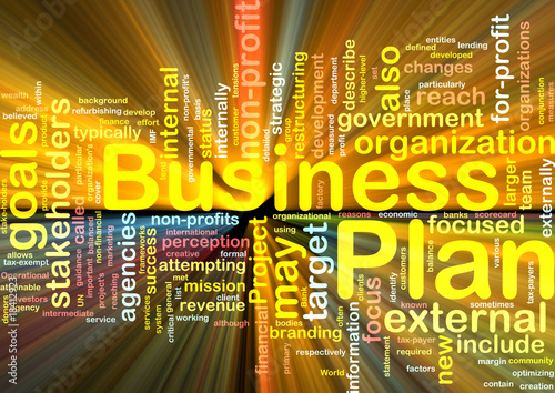 Illustration: Business plan word cloud glowing Business plan word cloud glowing