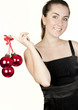 beautiful woman smiles with Christmas decoration beautiful woman smiles with Christmas decoration
