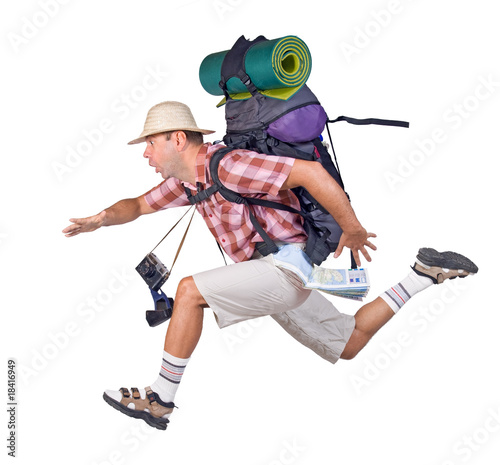 Photo: running man with backpack running man with backpack