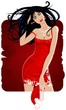 Woman in red dress