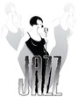 stylish jazz singer performing a song in the retro microphone stylish jazz singer performing a song in the retro microphone