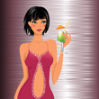 Vector: beautiful girl with a cocktai beautiful girl with a cocktai