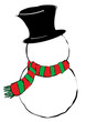 a snowman vector drawing with black tophat a snowman vector drawing with black tophat
