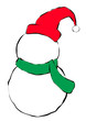 a snowman vector drawing with red santa hat a snowman vector drawing with red santa hat