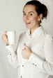 Young smiling successful business woman. Over white background Young smiling successful business woman. Over white background