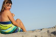 sitting on beach