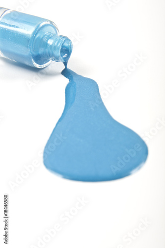 Photo: blue nail polish splashed, white background blue nail polish splashed, white background