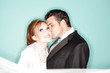 Happy wedding kiss