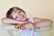 Littlel girl with colorful candies