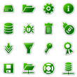 Server web icons, green sticker series