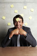 Man with sticky notes portrait