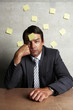 Businessman with sticky notes