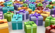 Colorful gift boxes on the floor