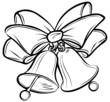 Christmas bells and ribbon. Freehand drawing.