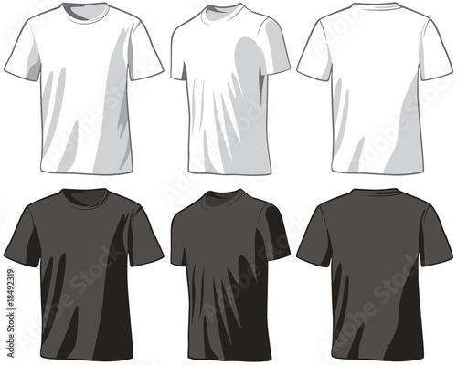 T-shirts front, half-turned and back. T-shirts front, half-turned and back.