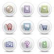 Electronics web colour icons, white circle buttons series