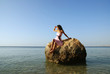 Woman looking far away