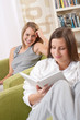 Students - Two female students studying in lounge