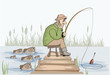 Unhappy fisherman at the fishing.