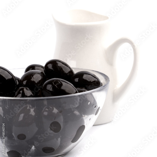 bowl of black olives and oil bowl of black olives and oil