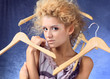 Winter Girl with beautiful make up with flying hangers