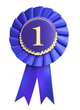 Blue ribbon award blank with copy space. Isolated