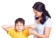 Mother scolding his son
