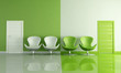 four green and white armchair