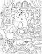 Piglet and Bear-cub standing in front of a sideboard
